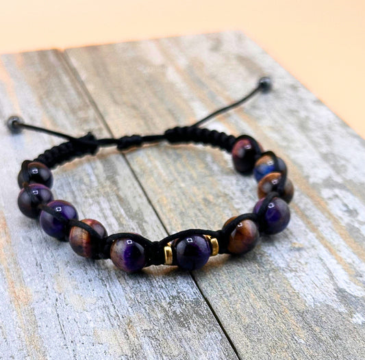 Purple Tiger Eye Bracelet Adjustable