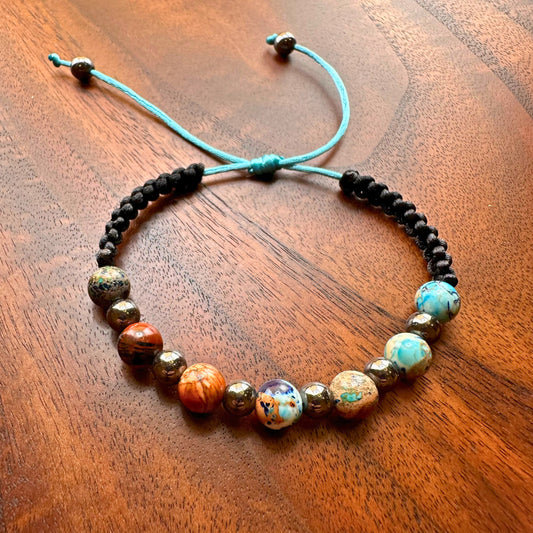 Jasper Turquoise Adjustable braided Bracelet