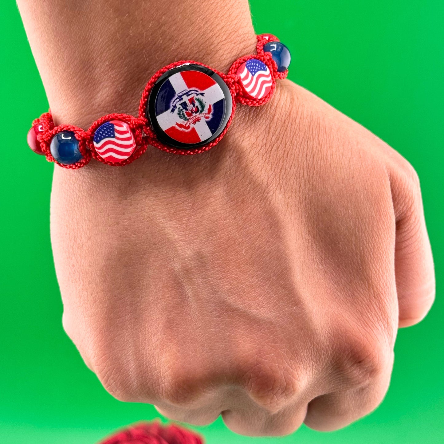 Dominican, Puerto Rico & USA Bracelet, Adjustable