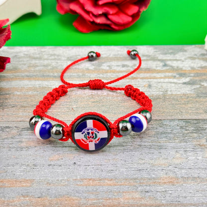 Dominican, Puerto Rico & USA Bracelet, Adjustable