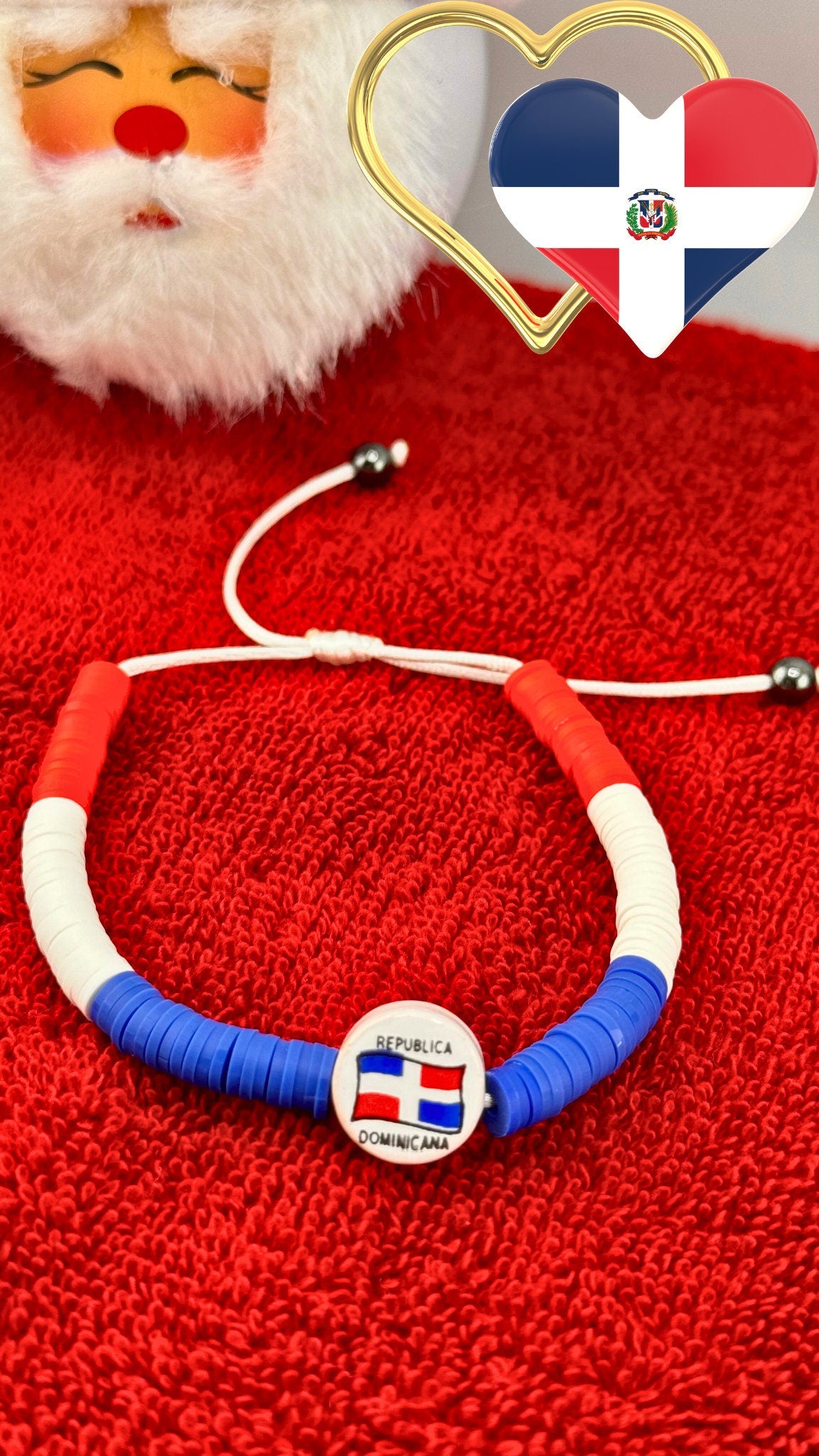 Dominican Republic Flag Bracelet, Adjustable