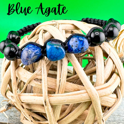 Agate and Rustics Stones Bracelet, Adjustable, Various Colors. Calmness, Communication, and Soothing Energies, Serenity and Relaxation