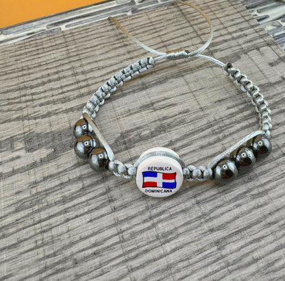 Dominican Republic Flag Bracelet Adjustable Various Colors Dominican Tambora Drum