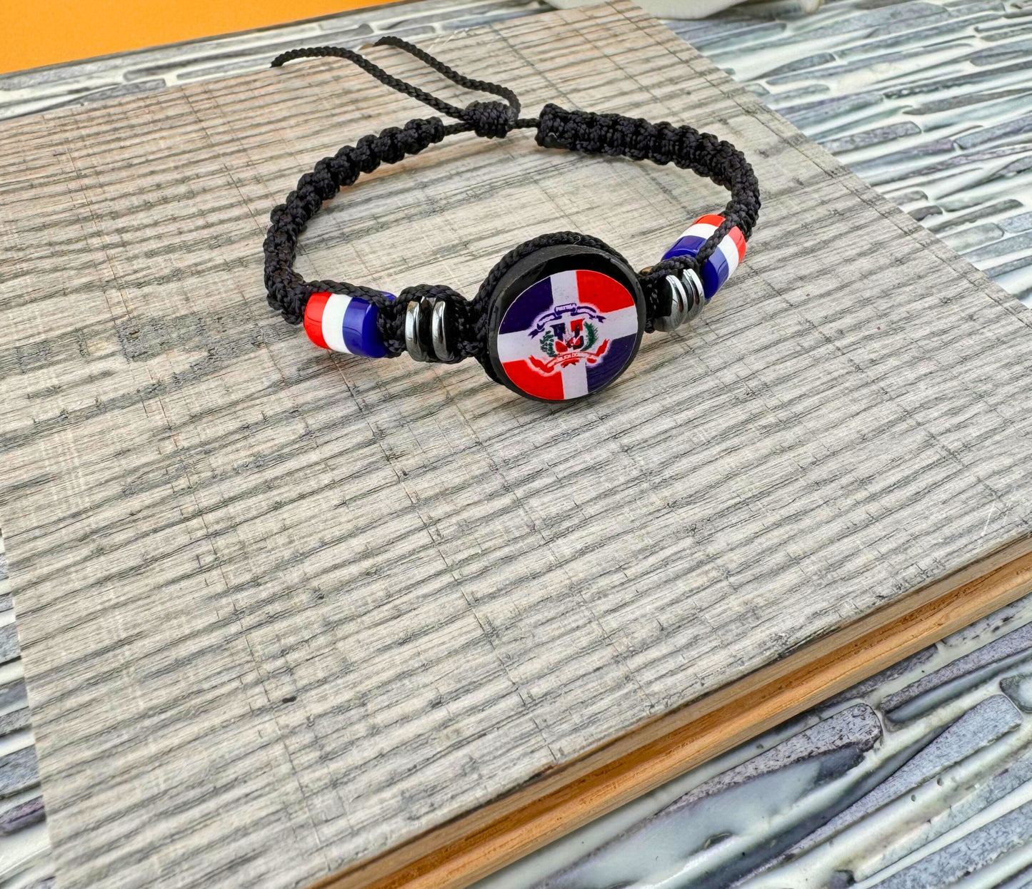 Dominican Flag Bracelet (Braided), Adjustable