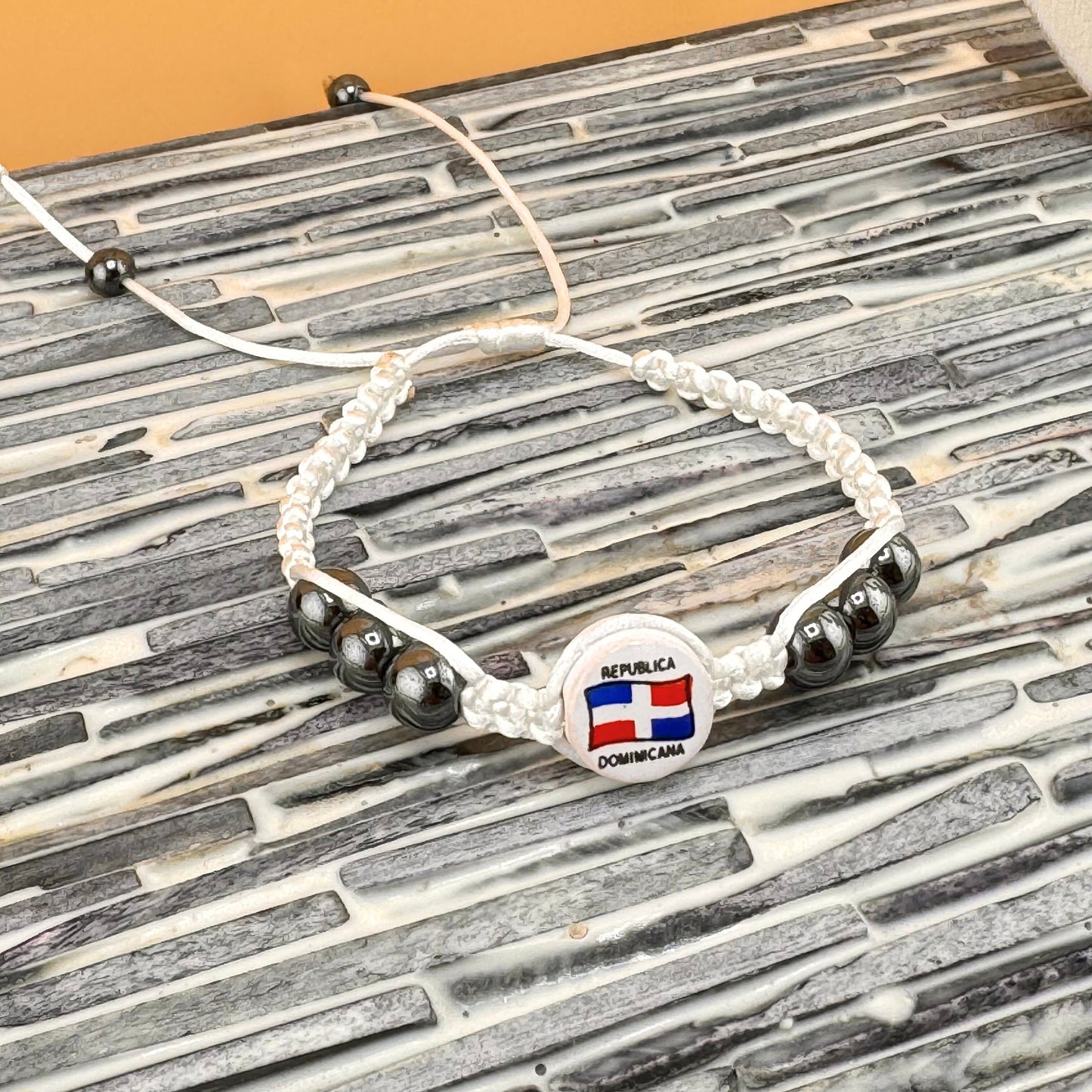 Dominican Republic Flag Bracelet Adjustable Various Colors Dominican Tambora Drum