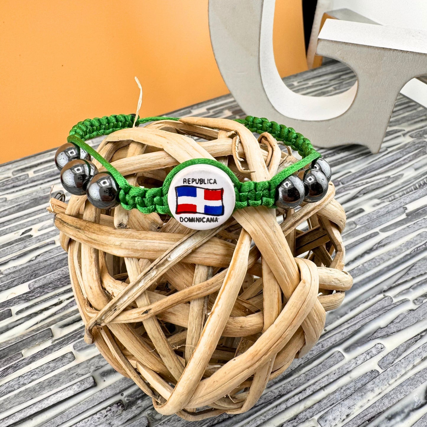 Dominican Republic Flag Bracelet Adjustable Various Colors Dominican Tambora Drum