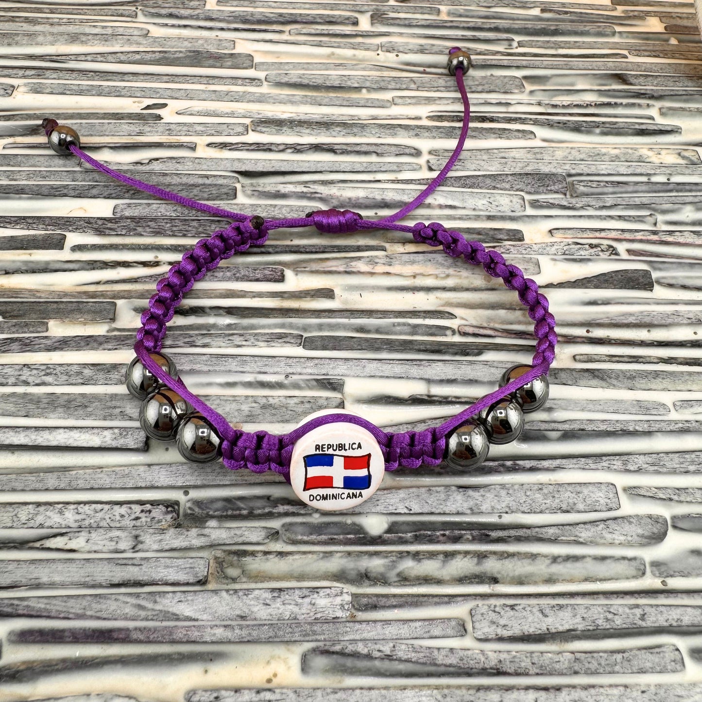 Dominican Republic Flag Bracelet Adjustable Various Colors Dominican Tambora Drum