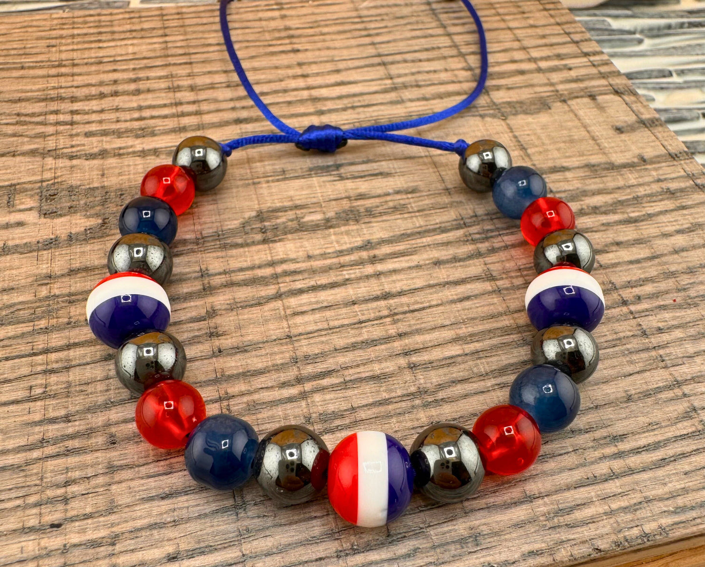 Dominican Flag Colors Bracelet Adjustable