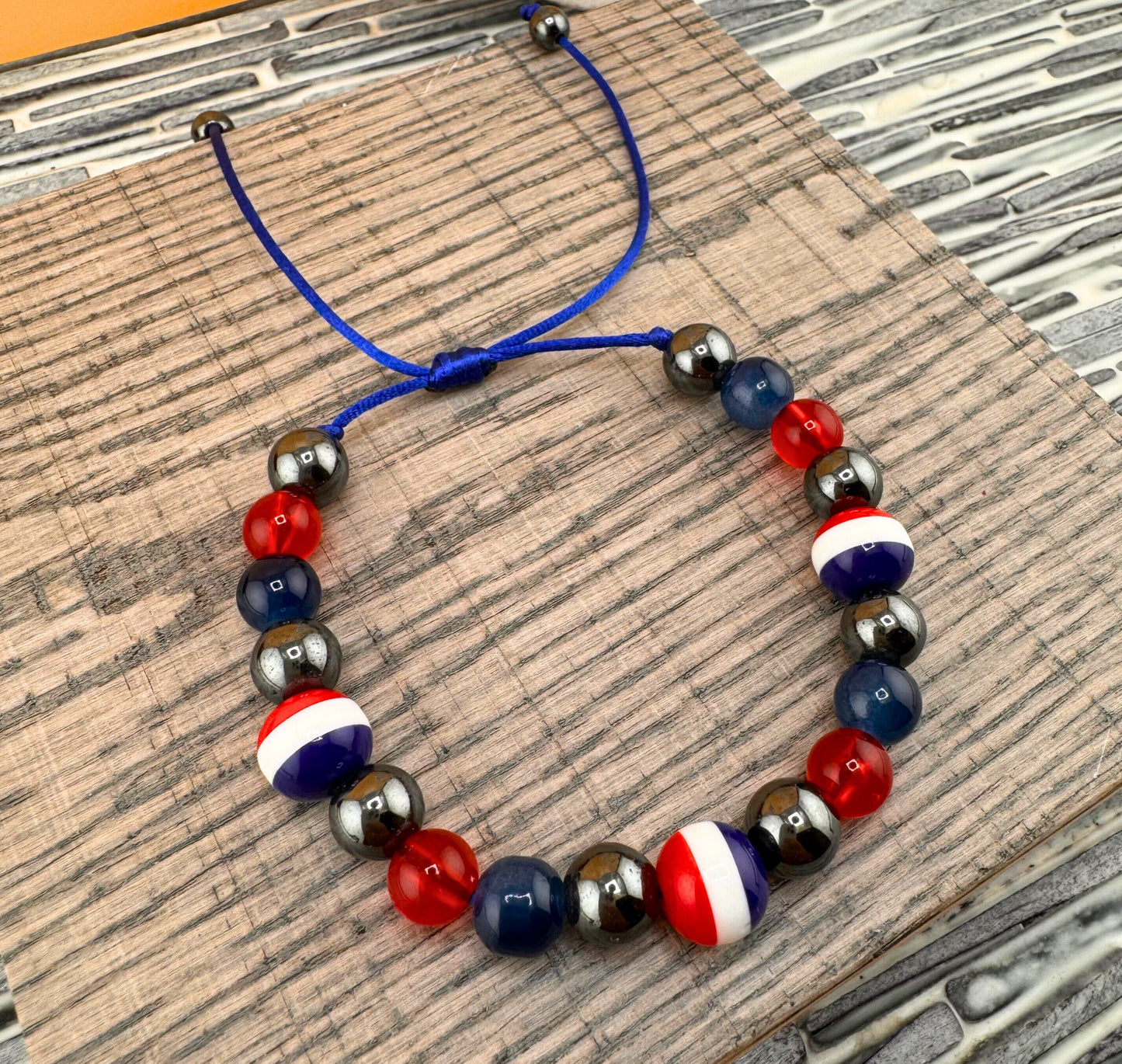 Dominican Flag Colors Bracelet Adjustable