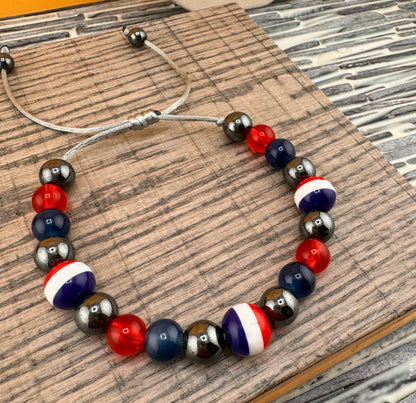 Dominican Flag Colors Bracelet Adjustable