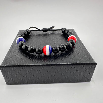 Dominican Flag Colors Bracelet Adjustable