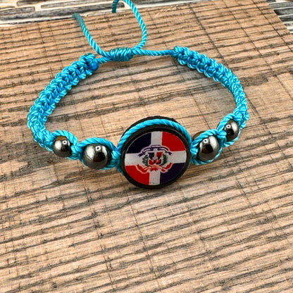 Dominican Flag Bracelet (Braided), Adjustable