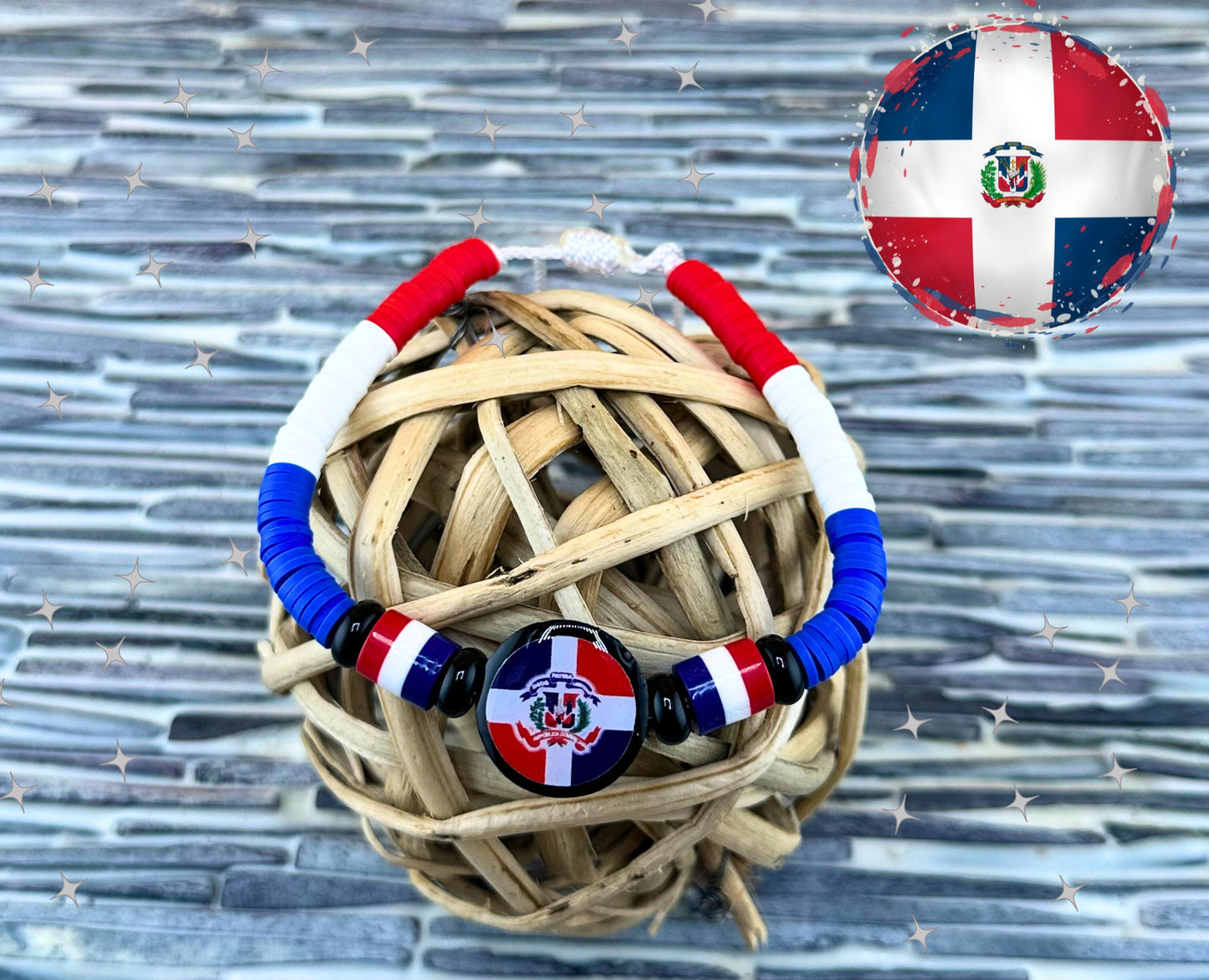 Dominican Republic Flag Bracelet, Adjustable