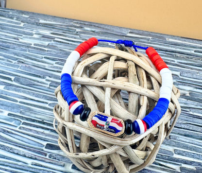 Dominican Republic Flag Bracelet, Adjustable