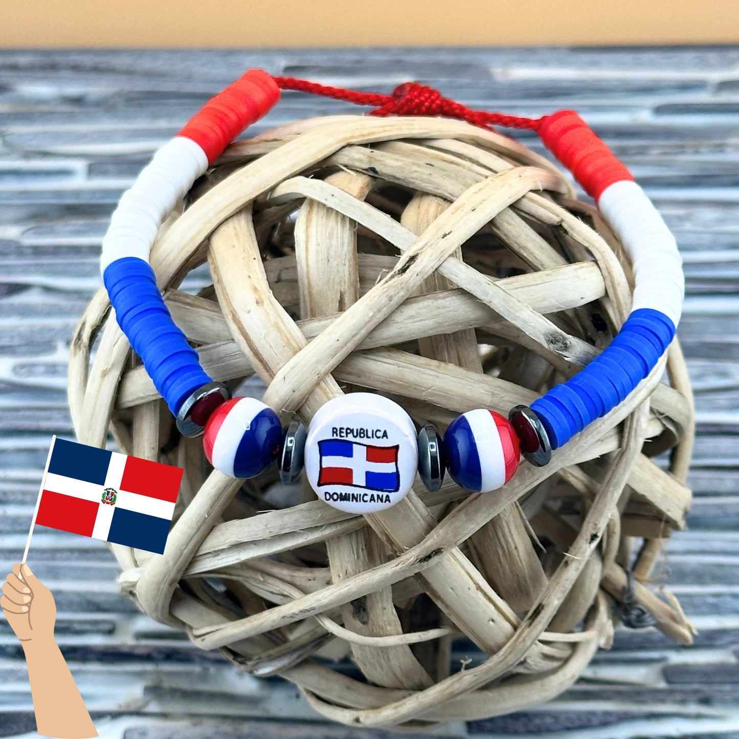 Dominican Republic Flag Bracelet, Adjustable