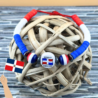 Dominican Republic Flag Bracelet, Adjustable