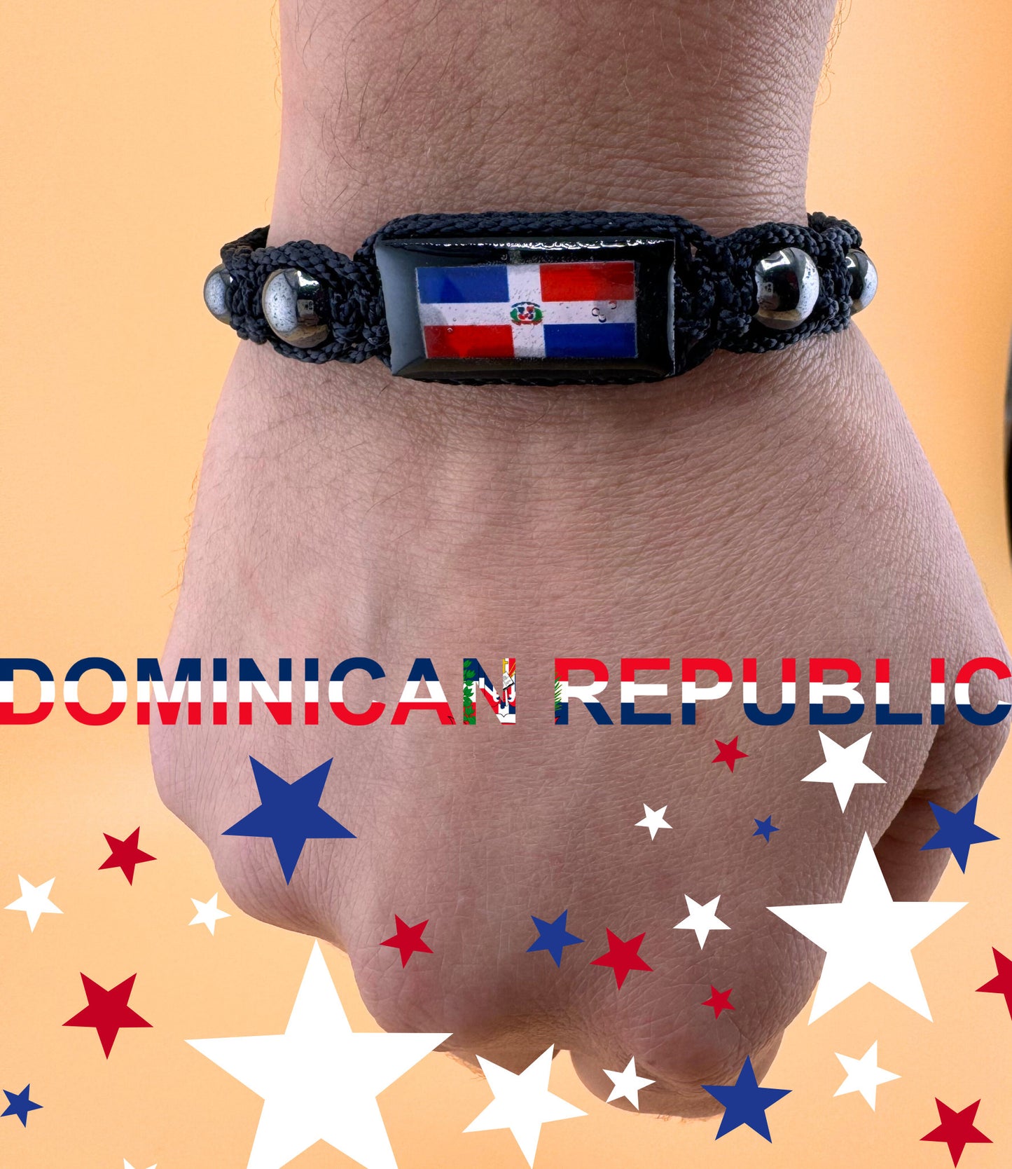 Dominican Flag Bracelet (Braided), Adjustable